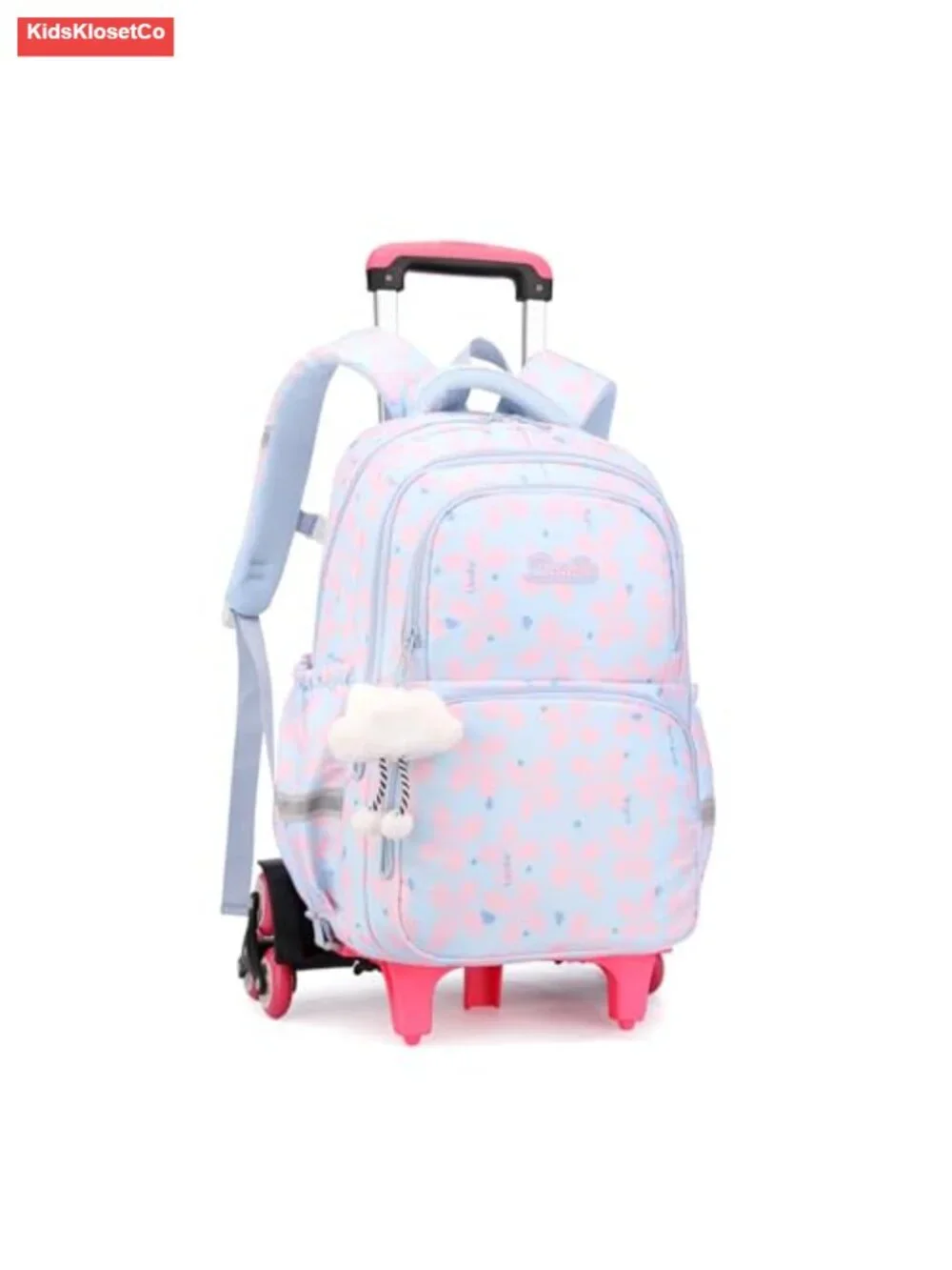 Kids Rolling Backpack for Girls School with 6 Wheels Removable Trolley